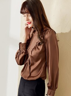 Long Sleeve Pullover Ruched Blouse