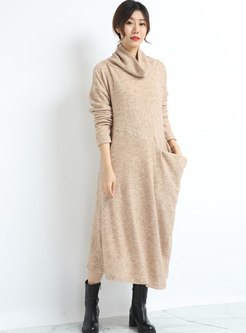 Plus Size Turtleneck Long Sleeve Sweater Dress