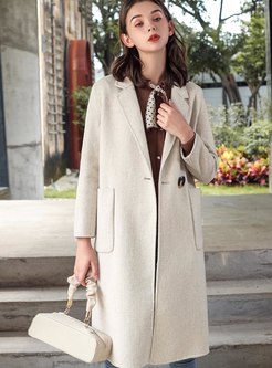 Lapel Long Sleeve Knee-length Overcoat