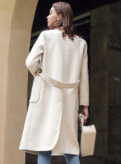 Lapel Long Sleeve Knee-length Overcoat