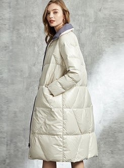 Color-blocked Reversible Straight Down Coat