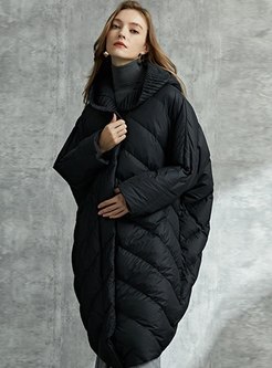 Pure Color Hooded Straight Down Coat