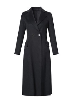Notched High Waisted A Line Wool Peacoat
