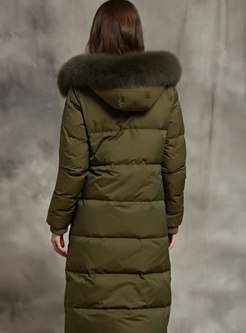 Hooded Long Straight Puffer Coat