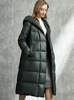 Brief Single-breasted Long Puffer Coat