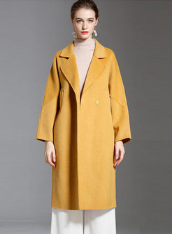 Color-blocked Straight Cashmere Overcoat
