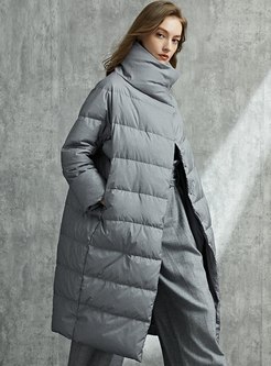 Long Sleeve Straight Knee-length Puffer Coat