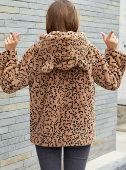 Sweet Leopard Print Faux Fur Coat
