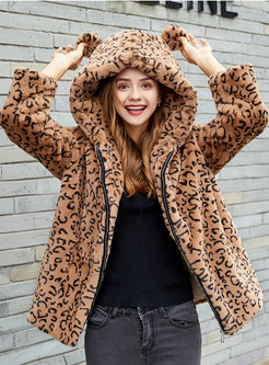 Sweet Leopard Print Faux Fur Coat