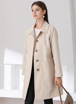 Turn Down Collar Single-breasted Trench Coat