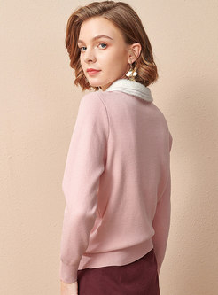 Long Sleeve Color-blocked Pullover Sweater