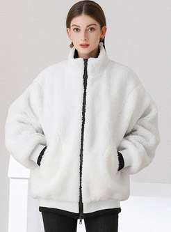 Plus Size Mock Neck Fleece Teddy Coat