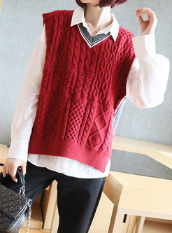 Sleeveless Pullover V-neck Sweater Vest