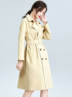 Double-breasted Belted A Line Trench Coat