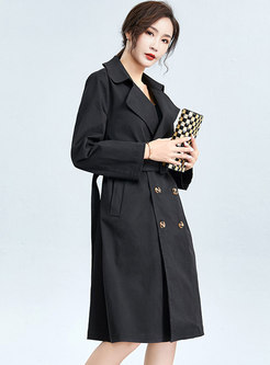 Double-breasted Belted A Line Trench Coat
