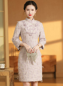Mandarin Collar Fringed Improved Cheongsam Dress