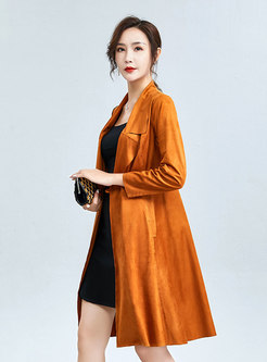 Lapel A Line Knee-length Trench Coat