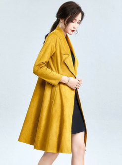 Lapel A Line Knee-length Trench Coat