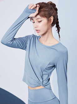 Crew Neck Pullover Cropped Ruched Tops