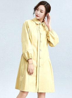 Turn Down Collar A Line Cotton Trench Coat