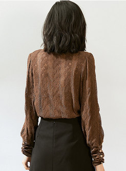 Turtleneck Openwork Pullover Lace Blouse