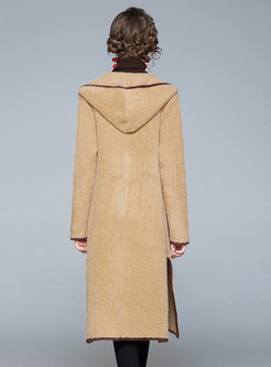 Hooded Long Straight Overcoat With Pockets