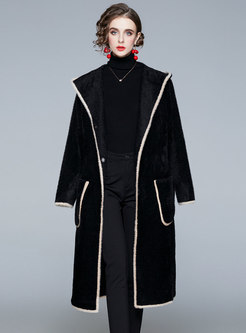Hooded Long Straight Overcoat With Pockets