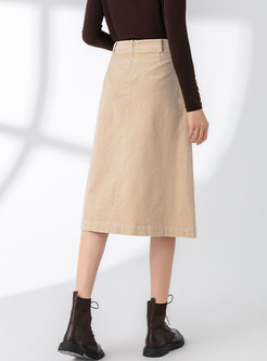 High Waisted A Line Solid Skirt