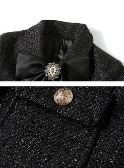 Bowknot Diamond Tweed Fringed Skirt Suits