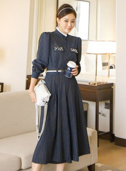 Mock Neck Striped Cropped Wide Leg Pant Suits