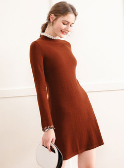 Lettuce Mock Neck Mini Sweater Dress