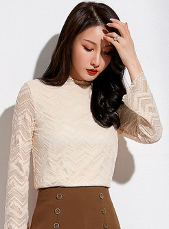 Lace Mock Neck Pullover Blouse