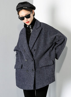 Notched Double-breasted Straight Peacoat