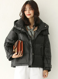 Solid Removable Hooded Straight Puffer Coat