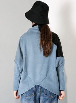 Color-blocked Pullover Plus Size Sweatshirt