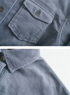 Long Sleeve Corduroy Flap Pocket Shirt