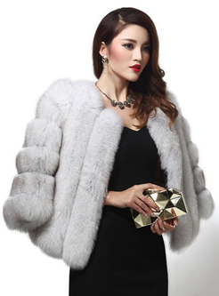 Solid Short Straight Paneled Faux Fur Coat