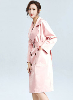 Notched Double-breasted Straight Trench Coat