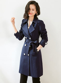 Notched Double-breasted A Line Trench Coat