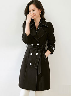 Notched Double-breasted A Line Trench Coat