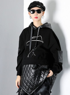 Character Pattern Pullover Asymmetric Hoodie
