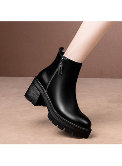 Platform Chunky Heel Rounded Toe Ankle Boots