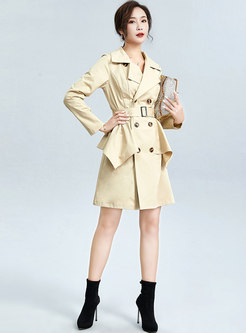 Lapel Double-breasted A Line Coat Dress