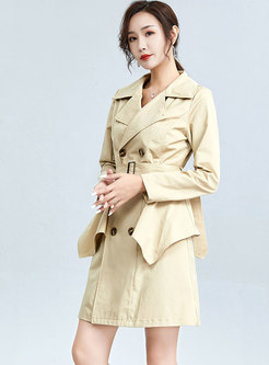 Lapel Double-breasted A Line Coat Dress