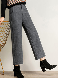 High Waisted Solid Wide Leg Cropped Pants