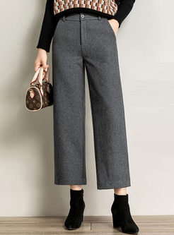 High Waisted Solid Wide Leg Cropped Pants