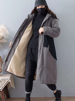 Hooded Long Straight Coat With Pockets