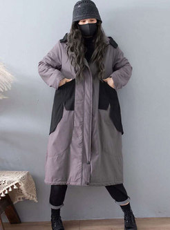 Hooded Long Straight Coat With Pockets