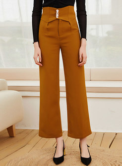 High Waisted Casual Straight Long Pants