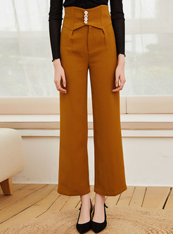 High Waisted Casual Straight Long Pants